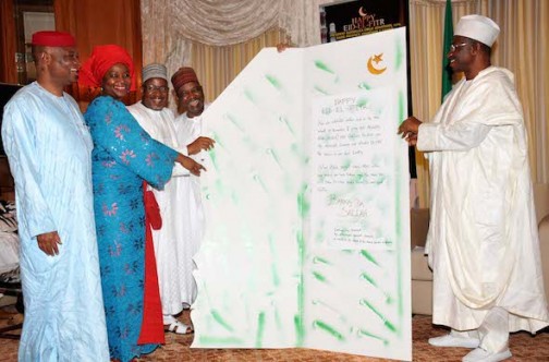 The giant sallah Card opened