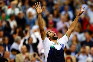 Marin Cilic reacts after winning US Open