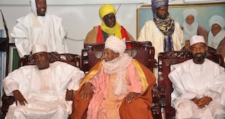 (Center) Emir of Gusau, Alhaji Kabir Danbaba
