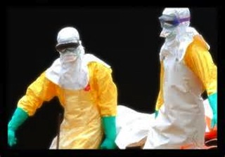 Sierra Leone health care workers carry an Ebola patient