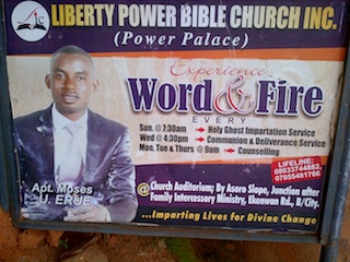 The church's sign board