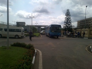 AOCOED Protesters block Governor Babatunde Fashola's office with buses