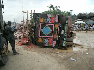 File Photo: Heavy duty truck that fell due to the bad Eleme-Onne road