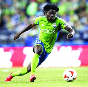 •Obafemi Martins in action for Seattle Sounders in the America’s MLS