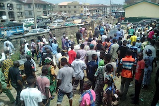 Prospective voters leaving Imo Methodist Pry. School, Oke Yeke, Abeokuta