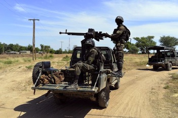 Cameroun soldiers patrol in Amchide