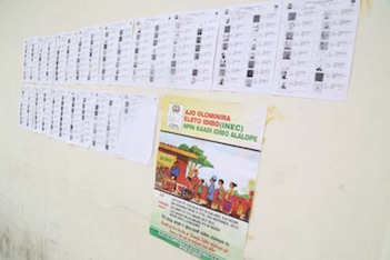 INEC displays the list of temporary voters card available at the ward
