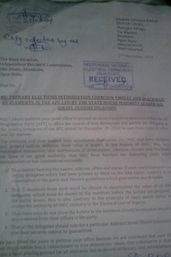 A copy of the petition written to INEC