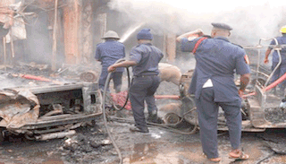 Men of Lagos State fire service at work