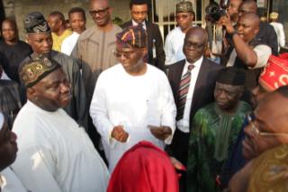 Speaker Ikuforiji, Governor Fashola with some of the protesters