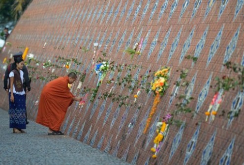 A Budhist monk at the Thai memorial park Park for Tsunami victims