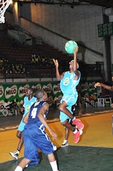 Basketball action at the ongoing Nestle Milo Sceondary Schools Championship at the National Stadium, Surulere, Lagos.
