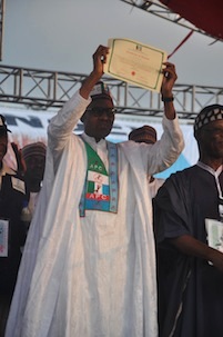 Buhari display certificate as APC presidential flag bearer