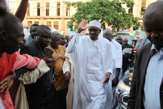 General Muhammadu Buhari arrives the APC party secretariat in Abuja