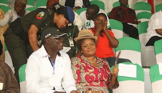 Mr. Femi Pedro and  Deputy governor, Lagos State, Mrs. Orelope Adefulire