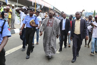 Olagunsoye Oyinloa arrives the convention ground