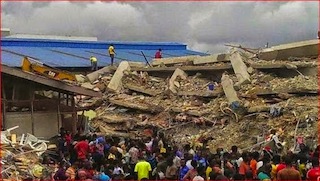 The collapsed Synagogue guest house