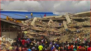 The collapsed 7-storey Synagogue guest house