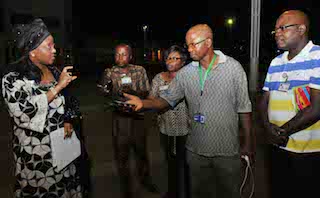 Mrs. Diezani Alison-Madueke speaks to some journalists in Aso Rock on Sunday night