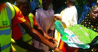 NEMA officials distributing relief materials to IDPs in Adamawa recently