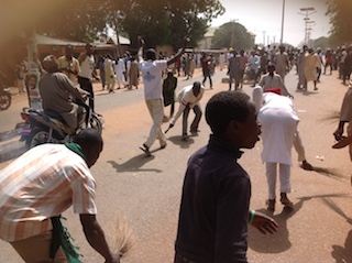 Youths in symbolic sweeping off of PDP leaders in Sokoto today