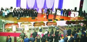 •Funeral ceremony of the eight women politicians in Bayelsa State yesterday