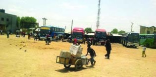 •Luxury buses loading travellers going down south at a bus station in Kano today