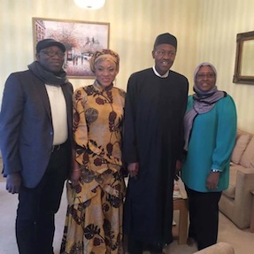 Kayode Fayemi (L) with Muhammadu Buhari, (2nd R) at Fayose's phantom ‘hospital’