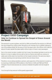 Creflo's campaign web page
