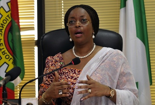 Nigeria’s Minister of Petroleum Diezani Allison-Madueke speaks at a media briefing on a new gas price regime in the capital of Abuja