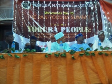 On the high table, Fayemi, Osinbajo, Akinrinade, Ajimobi and Aregbesola