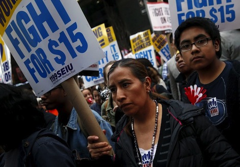 New York protesters demand $15 minimum wage PHOTO: REUTERS/Shannon Stapleton 