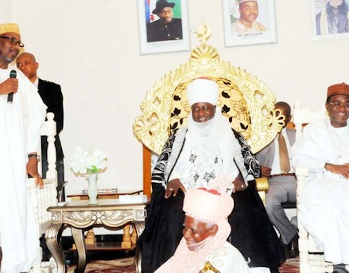 FILE PHOTO: former national chairman of PDP, Adamu Mu'azu; Emir of Bauchi, Alhaji Rilwanu Adamu and Gov Isa Yuguda 