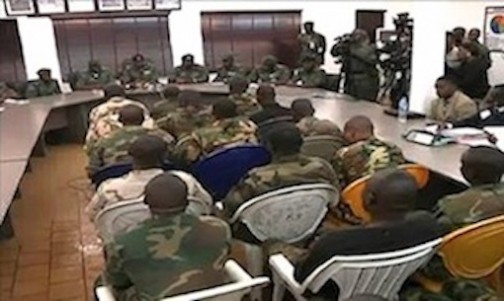 FILE PHOTO: Nigerian soldiers accused of mutiny during a court martial session