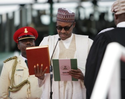 President Muhammadu Buhari taking his oath of office
