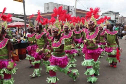 A dancing troupe at the Lagos Carnival PHOTO: Emmanuel Osodi
