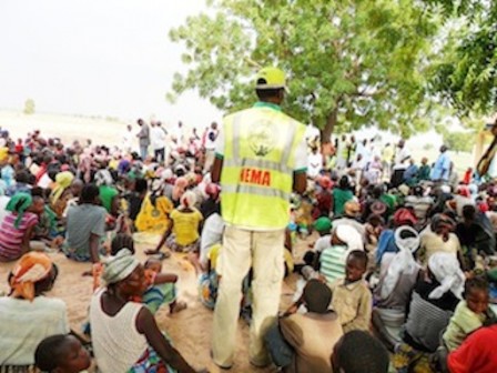 FILE PHOTO: NEMA official addressing Internally Displaced Persons