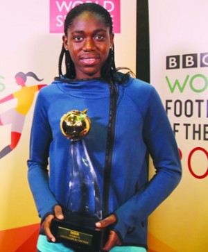 •Oshoala with BBC Women’s Footballer of the Year Award