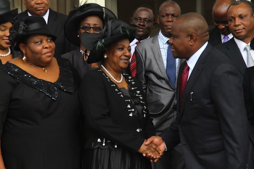 Governor Nyesom Wike,congratulates Justice Daisy Okocha   after being sworn in as Ag.Chief Judge of Rivers State