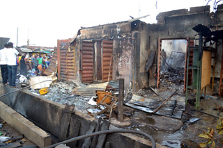 Shops burnt by the fire