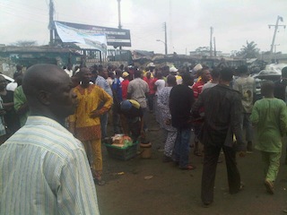 Traders locked outside the market as demolition going on at ladipo market