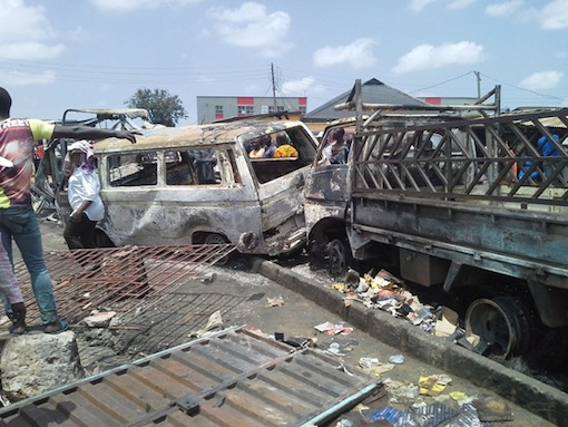 Scene of the fire accident in Isolo