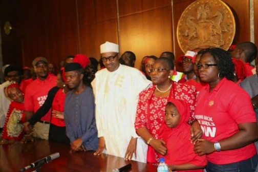 President Muhammadu Buhari with BringBackOurGirls campaigners