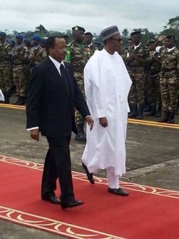 L-R: President Paul Biya and President Muhammadu Buhari in Yaounde