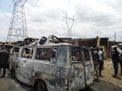 Scene of the fire accident in Isolo