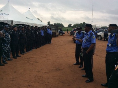 The Commissioner of Police, Abdulmajid Ali addressing policemen  in Ijebu Ode. PHOTO: Abiodun Onafuye/ Abeokuta