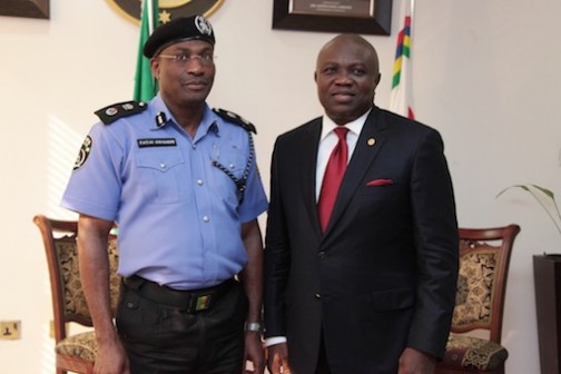 Lagos State Governor, Akinwunmi Ambode (right) with State Commissioner of Police, Fatai Owoseni