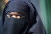 A woman wears burqa