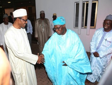 President Muhammadu Buhari receives Chief Olusegun Obasanjo, a former president of Nigeria