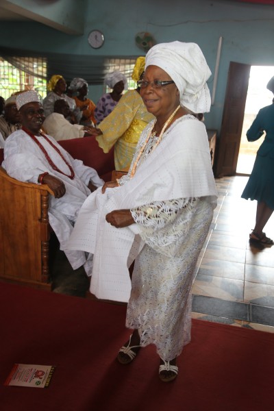 Celebrant Chief Ayotunde Oyeyemi Osibamowo  dancing at the church